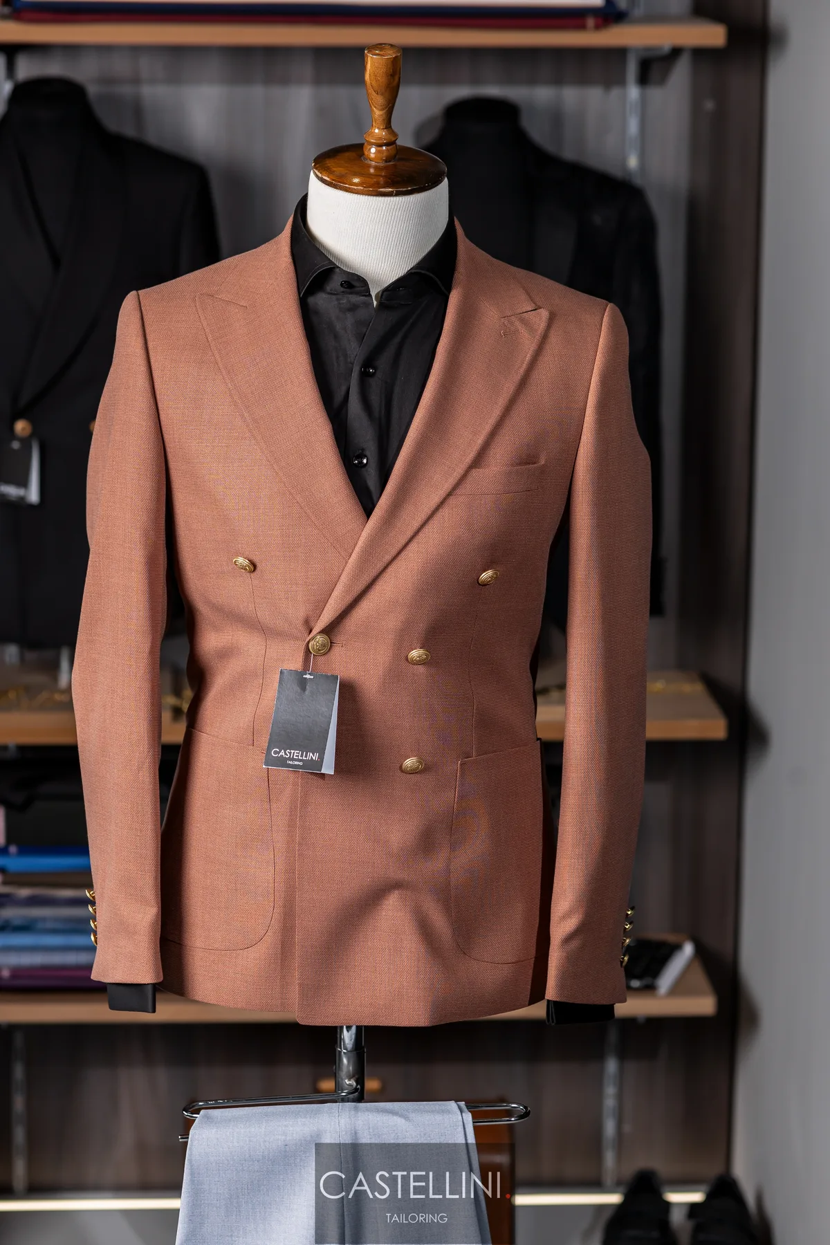 Sacou terracotta, la două rânduri, Castellini Tailoring
